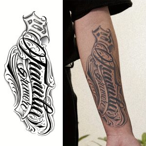 טטוא זמני מקורה עמיד למים, סקריפט קליגרפיה אסתטית גבוהה, טטוא קלון חצי קבוע לזרוק על זרוק, צורה אובלונגית אוניסקס