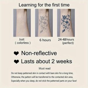 מדבקת קעקוע עמידה במים עם עיצובי צמחים - שעון, סירה ועוגן | עמידה בזיעה ולא מחזירה אור למשך 1-2 שבועות | מושלמת לזוגות